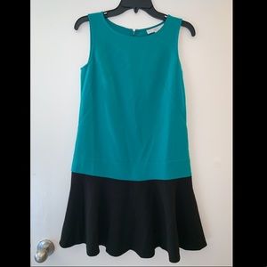 Ann Taylor Loft Teal and Black Sheath Dress